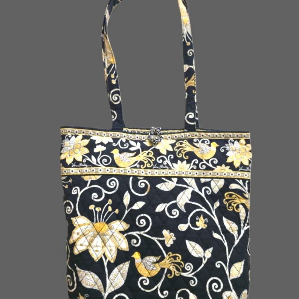 Vera Bradley Retired Yellow‎ Bird Pattern Tote With Bonus Travel Jewelry …